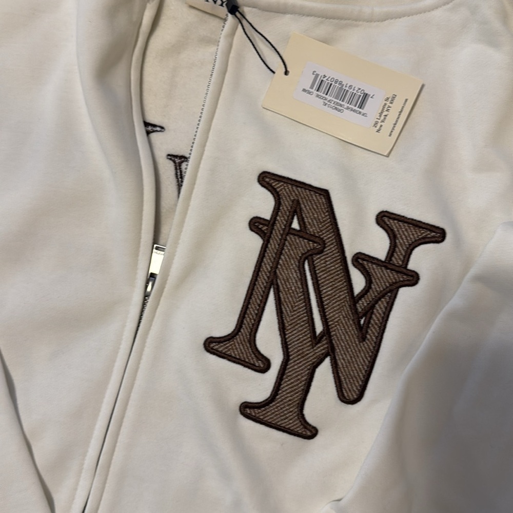 New York or Nowhere Cream Brown Zip-Up Hoodie - Picture 2 of 5